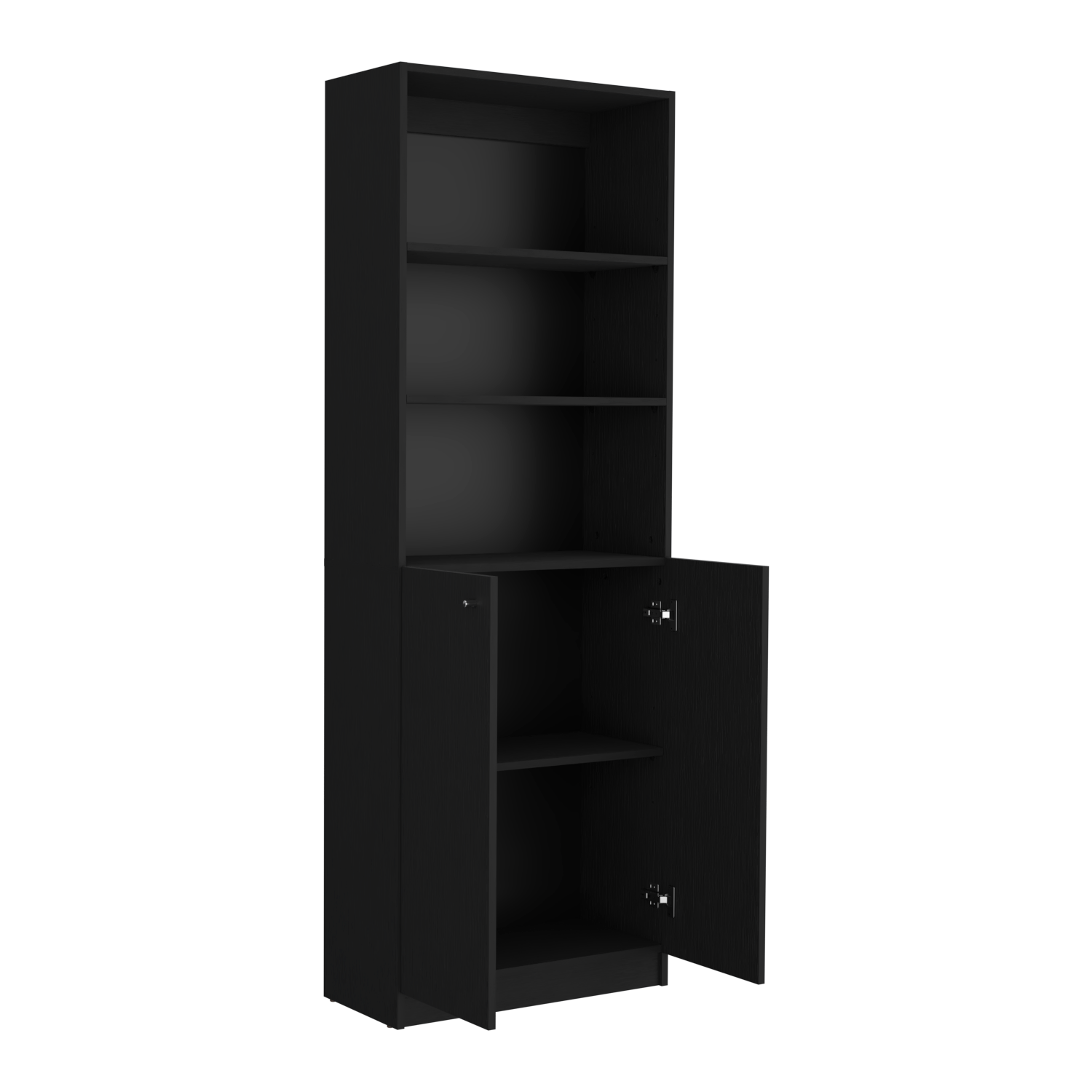 Bookcase Dual Door Benzoni, Office, Black Black Particle Board Engineered Wood