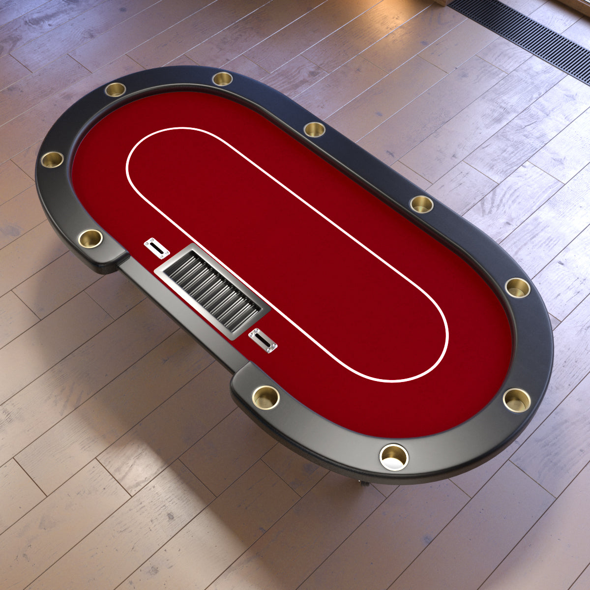 96" Oval Red Aura Texas Holdem Poker Table Curved Legs Casino Dropbox Parts Red Wood