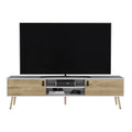 Tv Stand A Magness, Living Room, White Macadamia Multicolor 50 59 Inches Particle Board Engineered Wood