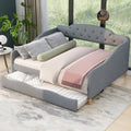 Full Size Vintage Upholstery Daybed With Trundle,Gray Gray Upholstered