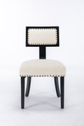 Heng Ming T Back Dining Chair, With Rivet Decoration Adjustment Mat, Suitable For Dining Room, Kitchen, Balcony, Bedroom,Set Of 2 Beige Fabric