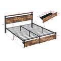 Full Bed Frame, Storage Headboard With Charging Station, Solid And Stable, Noise Free, No Box Spring Needed, Easy Assembly Full Dark Brown Metal Bedroom Bed Frame Metal & Wood