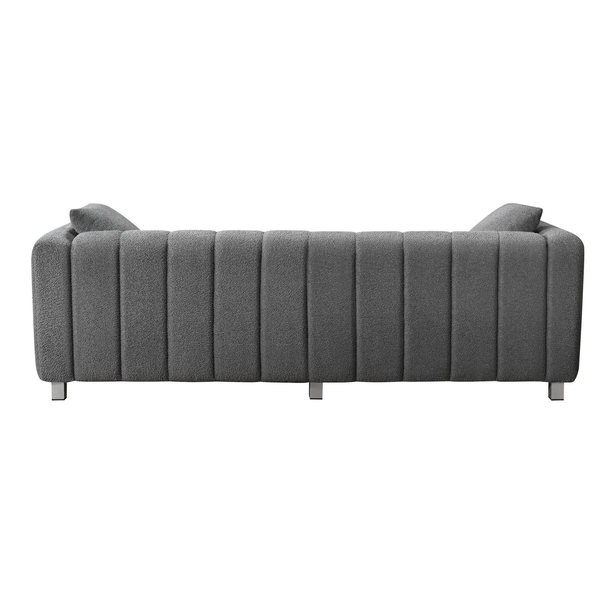 82*30" Modern Teddy Velvet Sofa,2 3 Seat Mid Century Indoor Couch, Exquisite Upholstered Loveseat With Striped Decoration For Living Room,Bedroom,Apartment,2 Colors 2 Pillows Gray Teddy