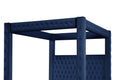Monica Luxurious Four Poster Queen Bed Made With Wood In Navy Box Spring Not Required Queen Navy Wood Bedroom Modern Upholstered Velvet Wood