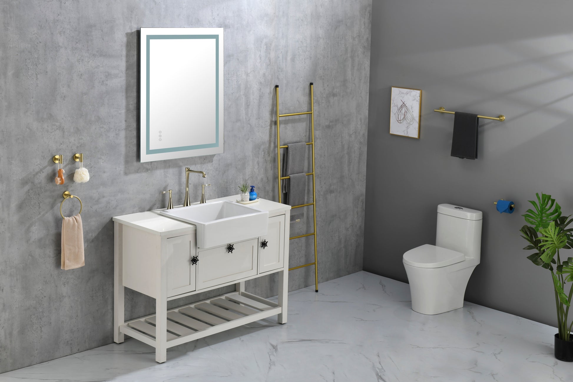 Bathroom Led Mirror Is Multi Functional And Each Function Is Controlled By A Smart Touch Button. White Aluminium