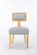Heng Ming T Back Dining Chair, With Rivet Decoration Adjustment Mat, Suitable For Dining Room, Kitchen, Balcony, Bedroom,Set Of 2 Light Gray Fabric