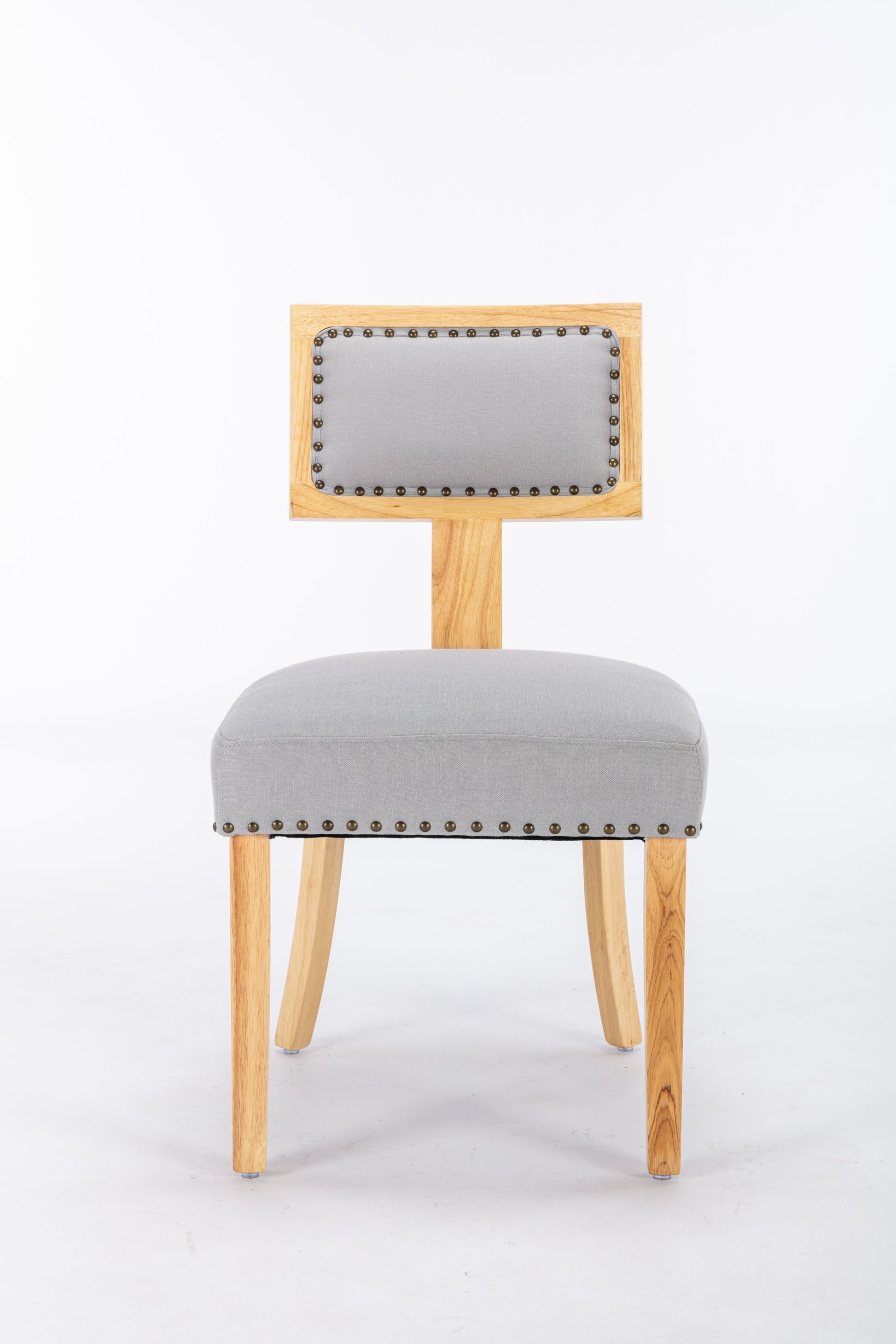 Heng Ming T Back Dining Chair, With Rivet Decoration Adjustment Mat, Suitable For Dining Room, Kitchen, Balcony, Bedroom,Set Of 2 Light Gray Fabric