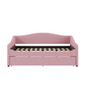 Teddy Fleece Full Size Upholstered Daybed With Light And Trundle, Pink Full Pink Fleece