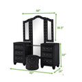 Maya Crystal Tufted Queen 5 Pc Vanity Bedroom Set Made With Wood In Black Box Spring Not Required Queen Black Wood 5 Piece Set Bedroom Modern Upholstered Velvet Tufted Wood