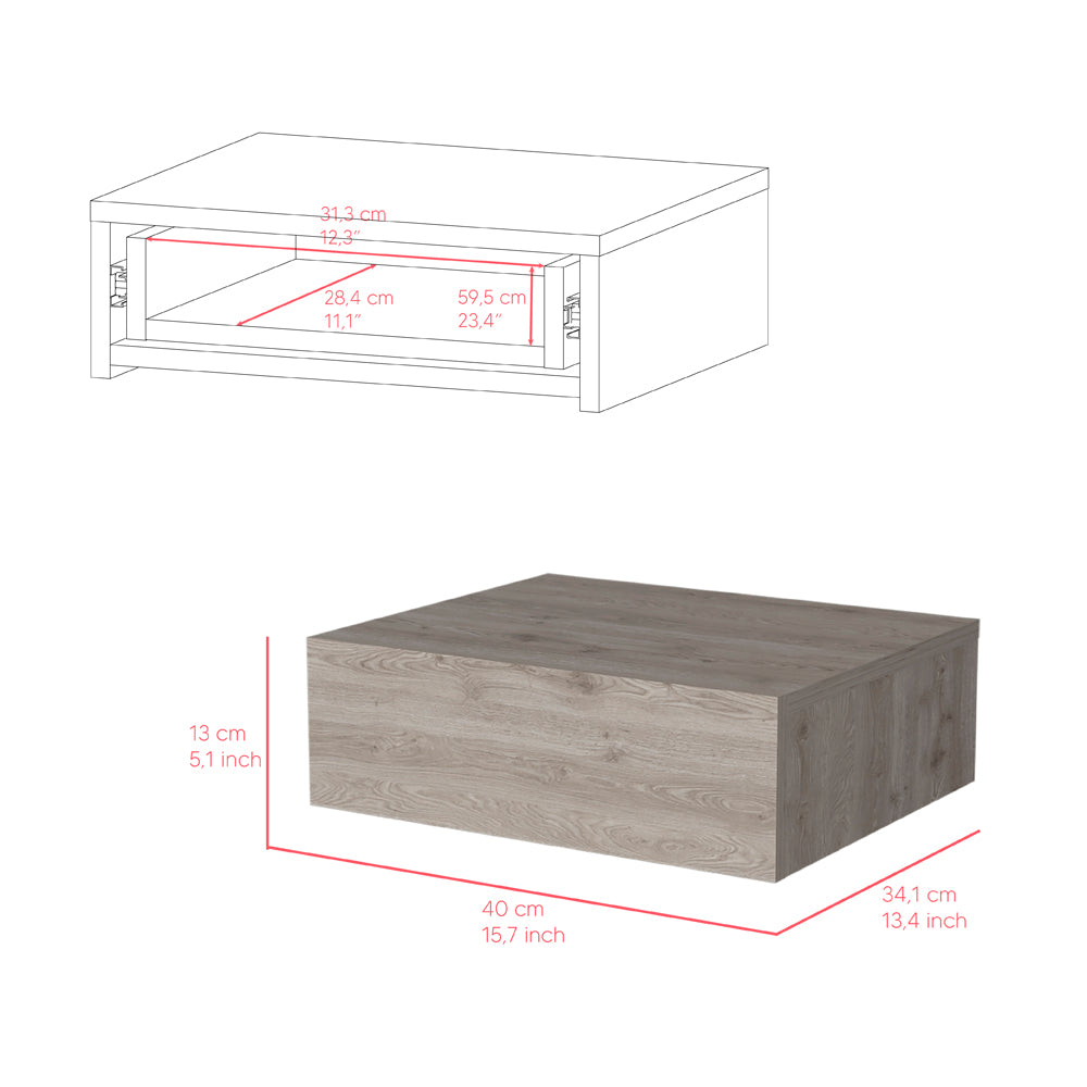Nightstand Isola, Bedroom, Light Gray Light Gray Particle Board Engineered Wood