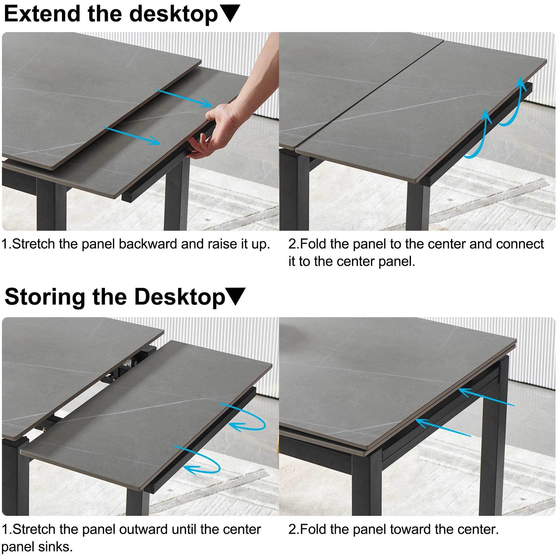 Grey Ceramic Modern Rectangular Expandable Dining Room Table For Space Saving Kitchen Small Space Table Gray Triangular Dining Room Modern Square Ceramic H Shape