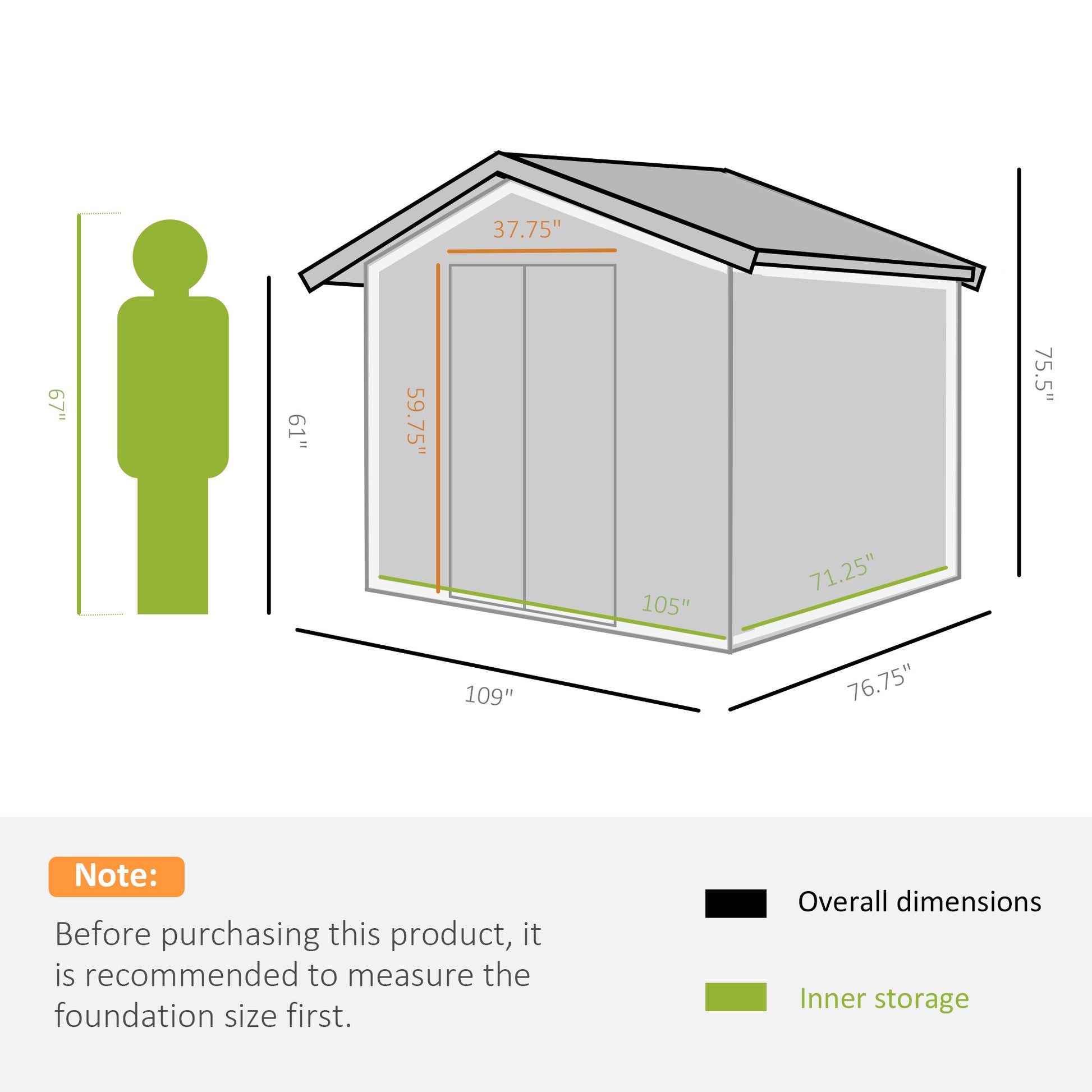 9' X 6' Outdoor Storage Shed, Garden Tool House With Foundation, 4 Vents, And 2 Easy Sliding Doors For Backyard, Patio, Garage, Lawn, Green Green Steel