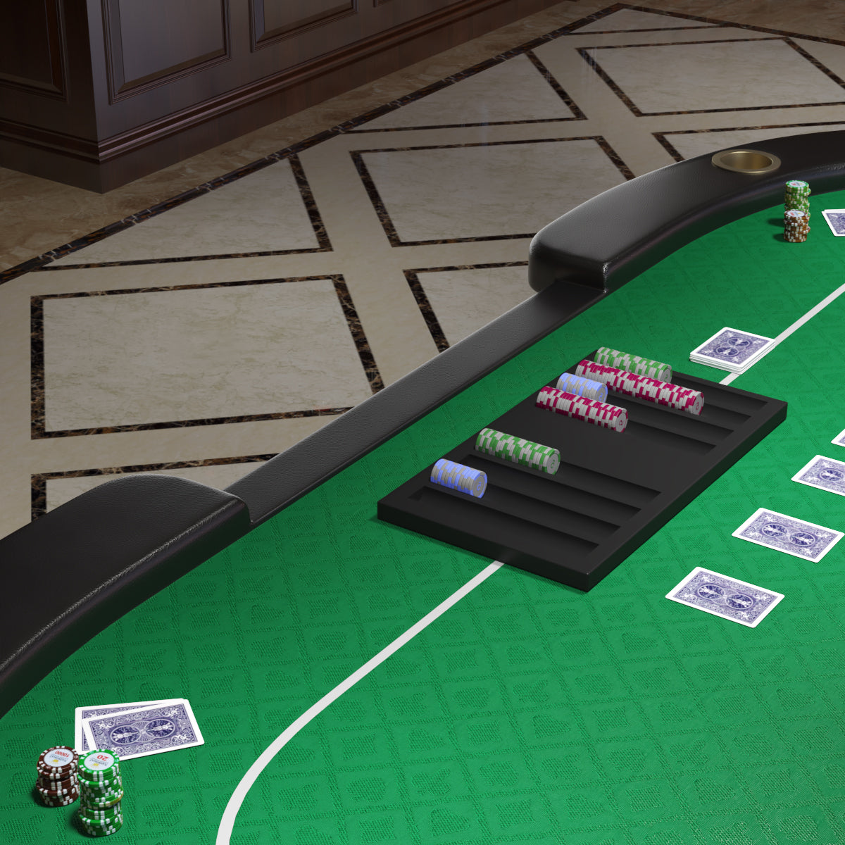 96" Oval Green Aura Texas Holdem Poker Table Curved Legs Casino Dropbox Green Wood