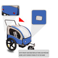 2 In 1 Double 2 Seat Bicycle Bike Trailer Jogger Stroller For Kids Children Foldable Collapsible W Pivot Front Wheel Blue Gray Fabric Steel