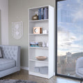 Bookcase 4 Shelves Benzoni, Office, White White Particle Board Engineered Wood