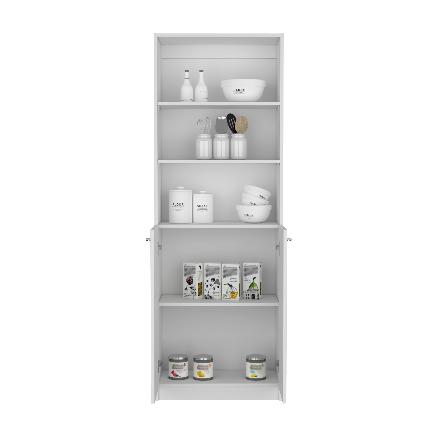 Bookcase Dual Door Benzoni, Office, White White Particle Board Engineered Wood