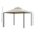 10' X 10' Steel Outdoor Patio Gazebo With Polyester Privacy Curtains, Two Tier Roof For Air, & Large Design Beige Steel