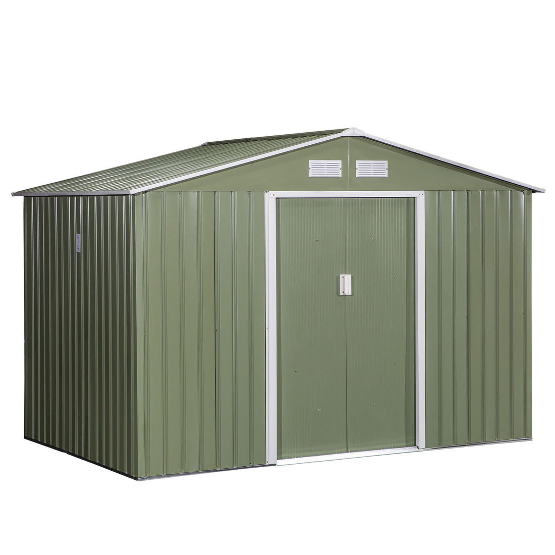 9' X 6' Outdoor Storage Shed, Garden Tool House With Foundation, 4 Vents, And 2 Easy Sliding Doors For Backyard, Patio, Garage, Lawn, Green Green Steel