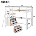 Twin Size Loft Bed With Desk And Shelves, Two Built In Drawers, White Old Sku: Gx000423Aak Box Spring Not Required Twin White Wood Bedroom Pine