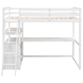Twin Size Loft Bed With Desk And Shelves, Two Built In Drawers, White Old Sku: Gx000423Aak Box Spring Not Required Twin White Wood Bedroom Pine