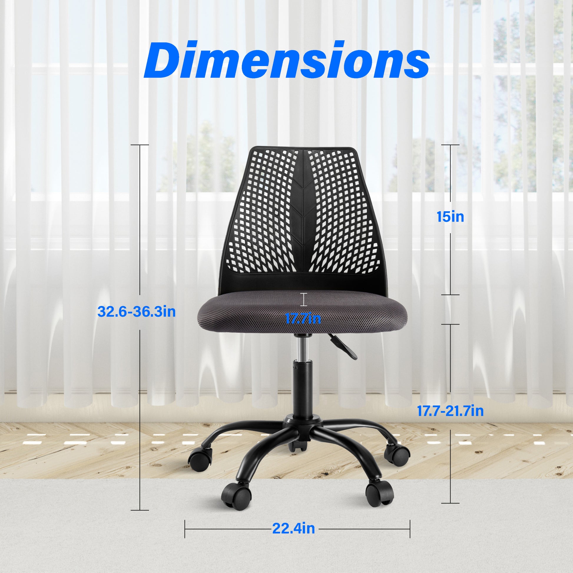 Ergonomic Office And Home Chair With Supportive Cushioning, Black & Gray Black Gray Nylon Mesh Plastic