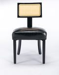Heng Ming T Back Imitation Rattan Dining Chair, Pu Cushion With Adjustable Foot Cushion, Suitable For Kitchen, Dining Room, Balcony, Bedroom,Set Of 2 Black Pvc