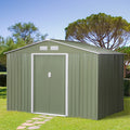 9' X 6' Outdoor Storage Shed, Garden Tool House With Foundation, 4 Vents, And 2 Easy Sliding Doors For Backyard, Patio, Garage, Lawn, Green Green Steel