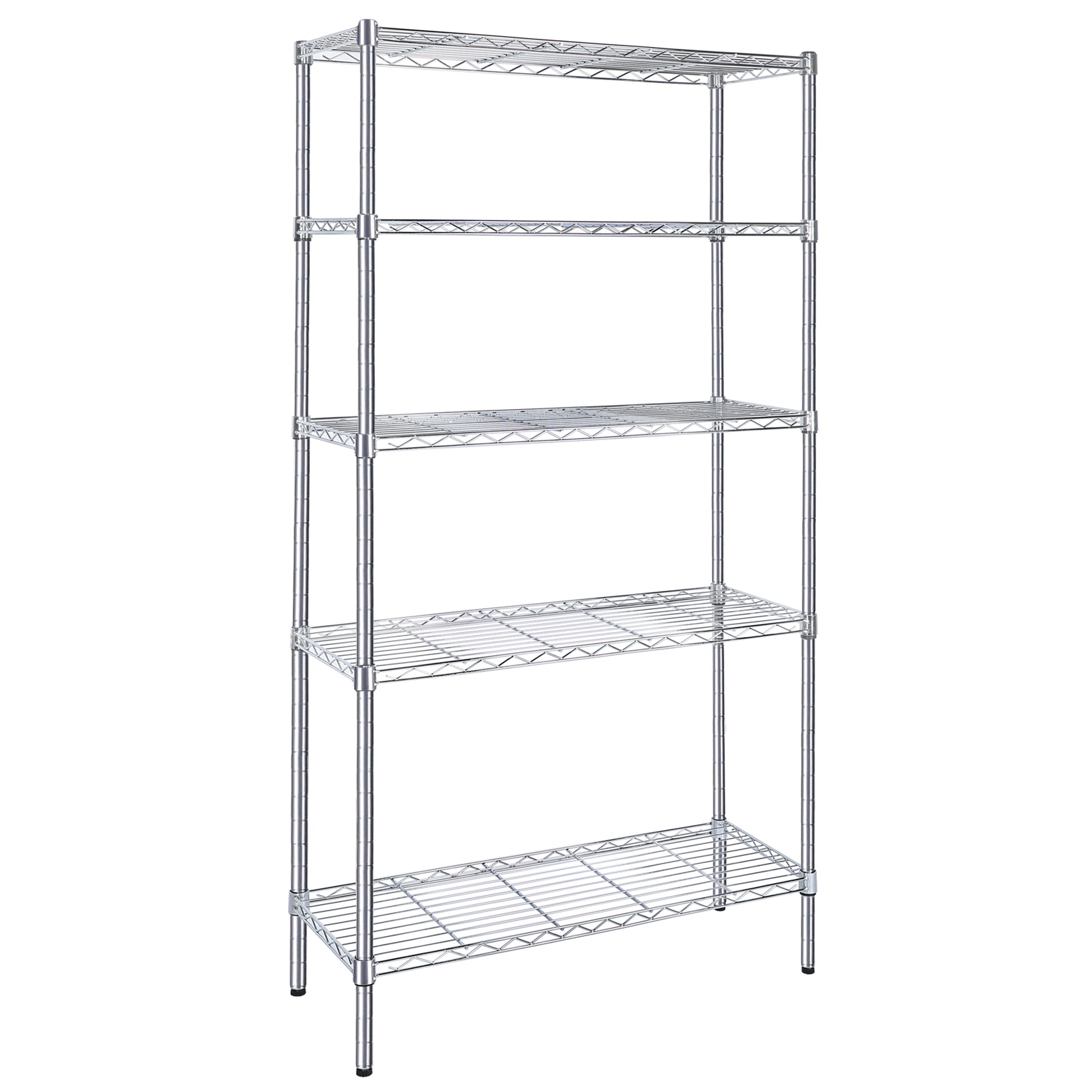 Heavy Duty Shelving Unit, Wire Metal Stackable Storage, 5 Tier Shelf, Chrome, 36" W X 13.8" D X 71.8" H Chrome Iron