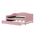 Teddy Fleece Full Size Upholstered Daybed With Light And Trundle, Pink Full Pink Fleece