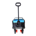 Mini Folding Wagon Garden Shopping Beach Cart Black Blue Brake Black Blue Metal