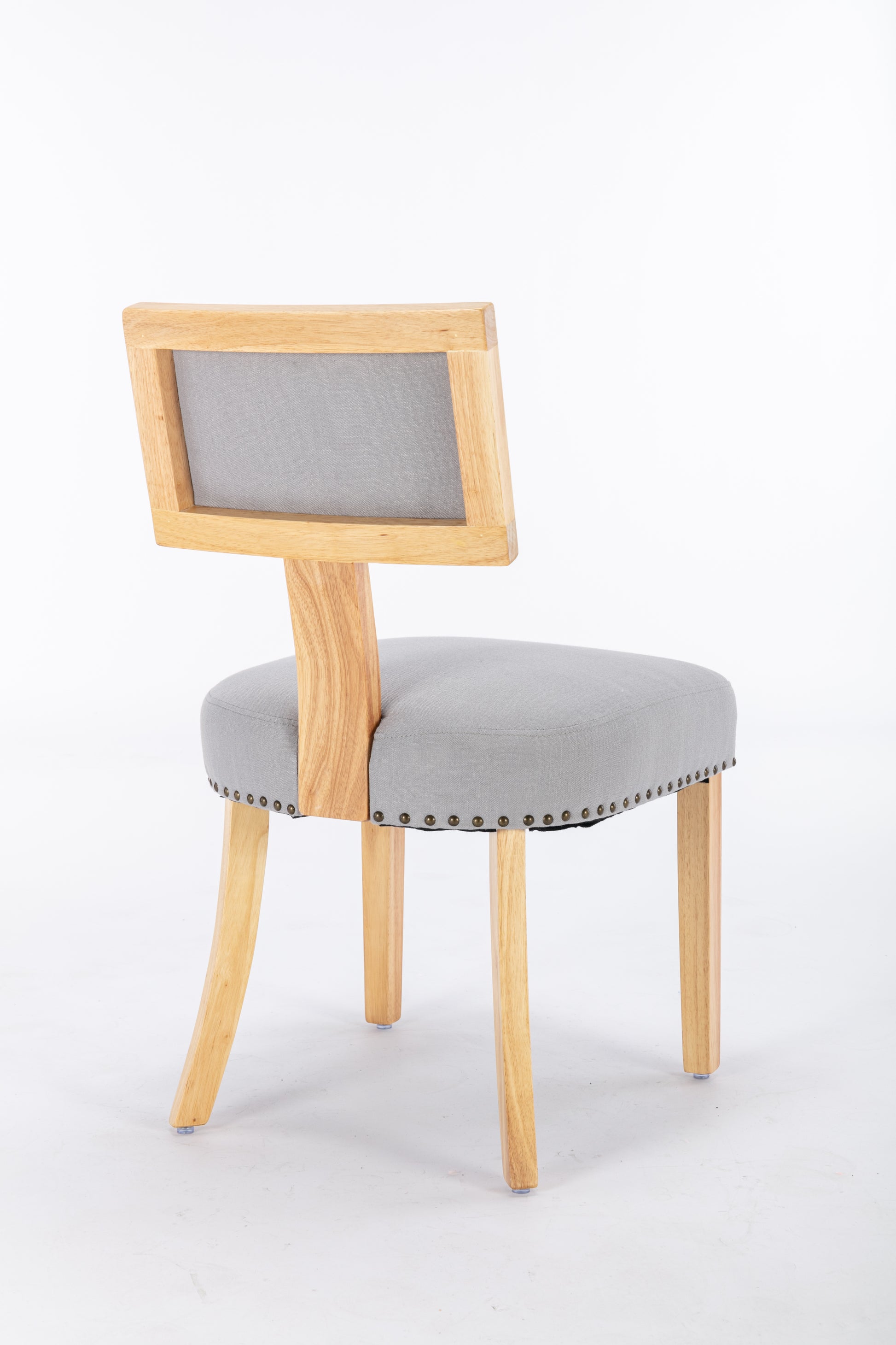 Heng Ming T Back Dining Chair, With Rivet Decoration Adjustment Mat, Suitable For Dining Room, Kitchen, Balcony, Bedroom,Set Of 2 Light Gray Fabric