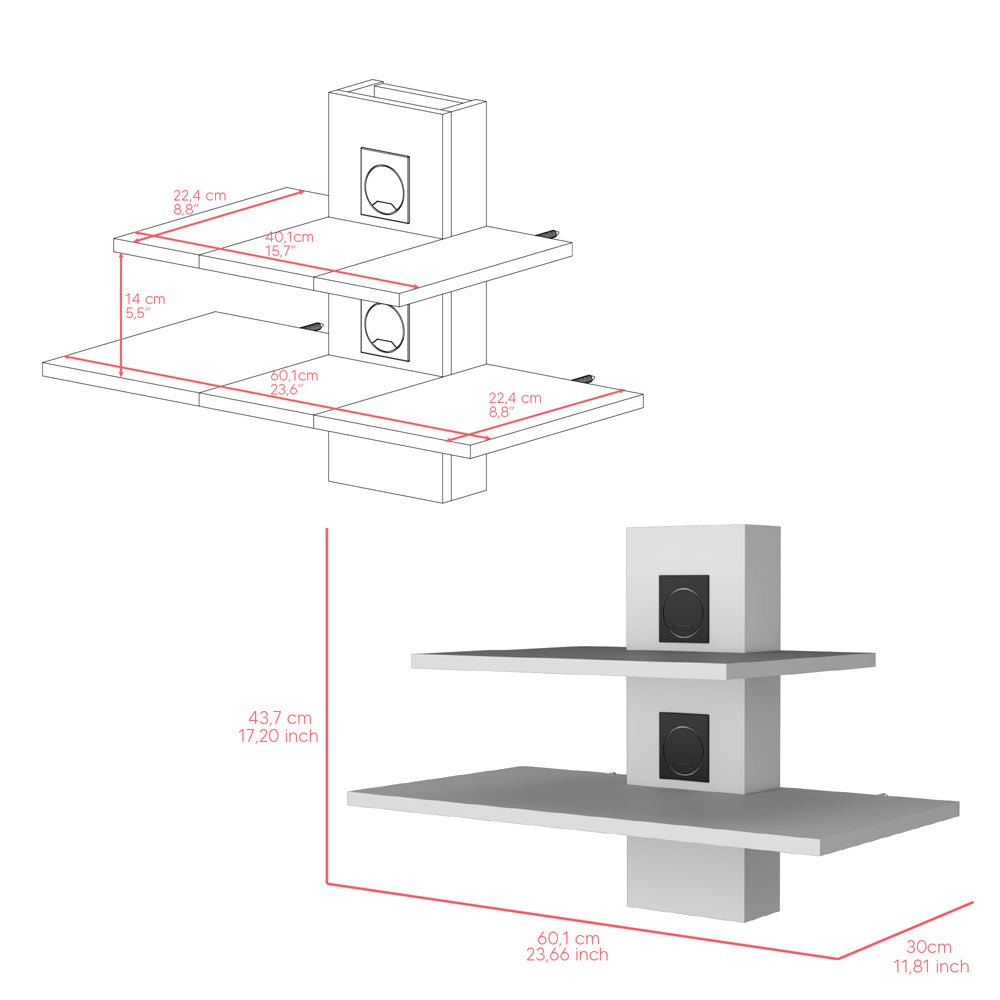 Shelf Ruston, Living Room, White White Particle Board Engineered Wood