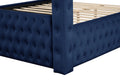 Monica Luxurious Four Poster King Bed Made With Wood In Navy Box Spring Not Required King Navy Wood Bedroom Modern Upholstered Velvet Wood
