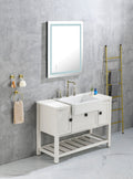 Bathroom Led Mirror Is Multi Functional And Each Function Is Controlled By A Smart Touch Button. White Aluminium