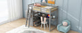 Twin Size Loft Bed With Desk And Shelves, Two Built In Drawers, Gray Old Sku: Gx000423Aae Box Spring Not Required Twin Gray Wood Bedroom Pine