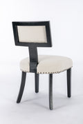 Heng Ming T Back Dining Chair, With Rivet Decoration Adjustment Mat, Suitable For Dining Room, Kitchen, Balcony, Bedroom,Set Of 2 Beige Fabric