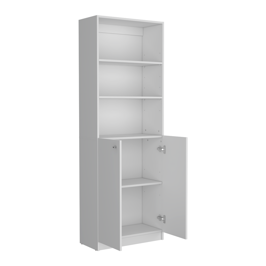 Bookcase Dual Door Benzoni, Office, White White Particle Board Engineered Wood