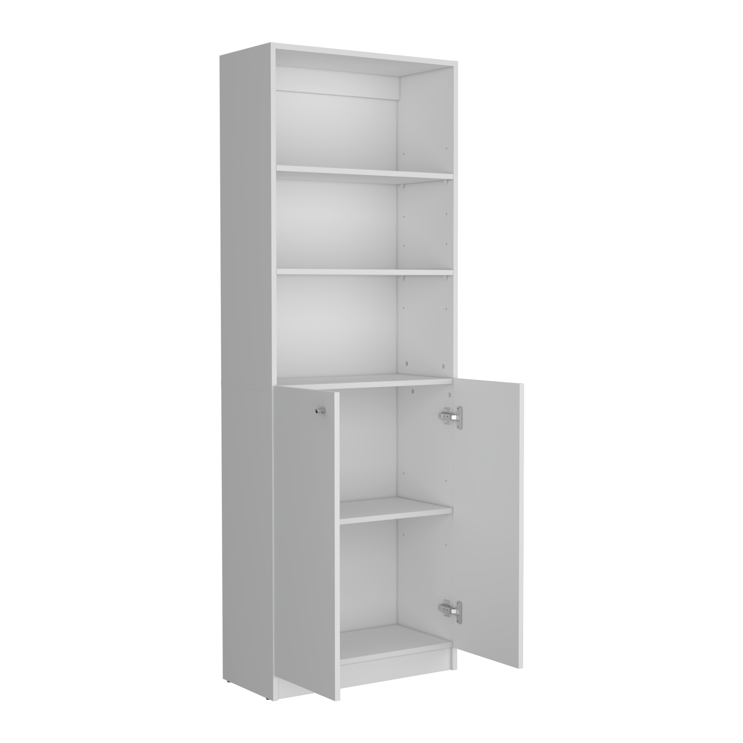 Bookcase Dual Door Benzoni, Office, White White Particle Board Engineered Wood