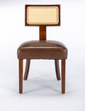Heng Ming T Back Imitation Rattan Dining Chair, Pu Cushion With Adjustable Foot Cushion, Suitable For Kitchen, Dining Room, Balcony, Bedroom,Set Of 2 Brown Pvc