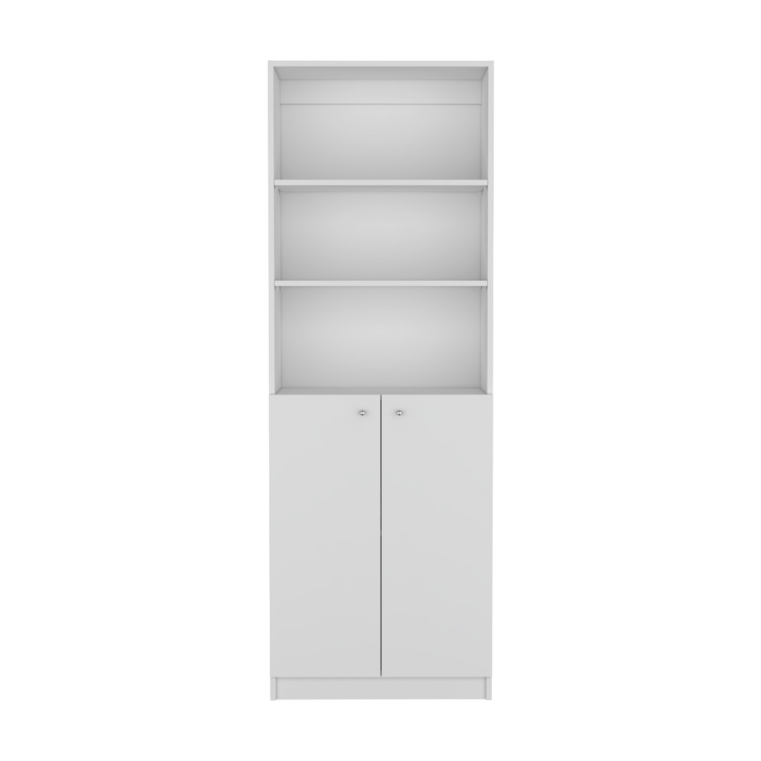 Bookcase Dual Door Benzoni, Office, White White Particle Board Engineered Wood