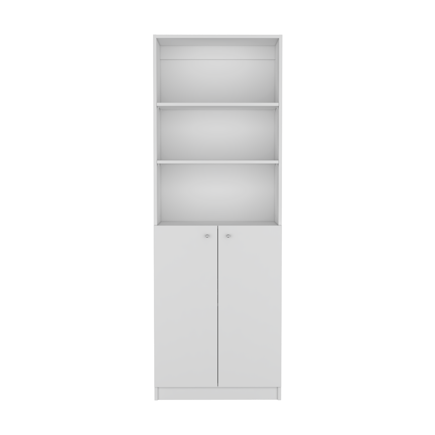 Bookcase Dual Door Benzoni, Office, White White Particle Board Engineered Wood