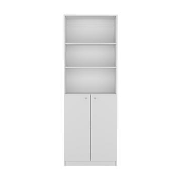 Bookcase Dual Door Benzoni, Office, White White Particle Board Engineered Wood