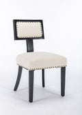 Heng Ming T Back Dining Chair, With Rivet Decoration Adjustment Mat, Suitable For Dining Room, Kitchen, Balcony, Bedroom,Set Of 2 Beige Fabric
