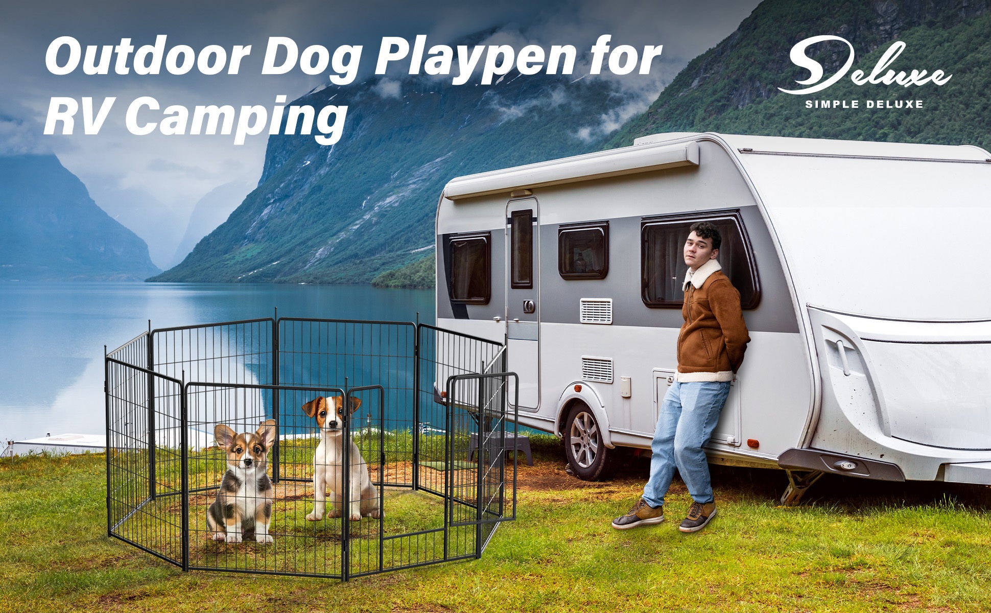 Dog Playpen Indoor Outdoor, 24" Height 8 Panels Fence With Anti Rust Coating, Metal Heavy Portable Foldable Dog Pen For Large, Medium Small Dogs Rv Yard Camping Black Metal