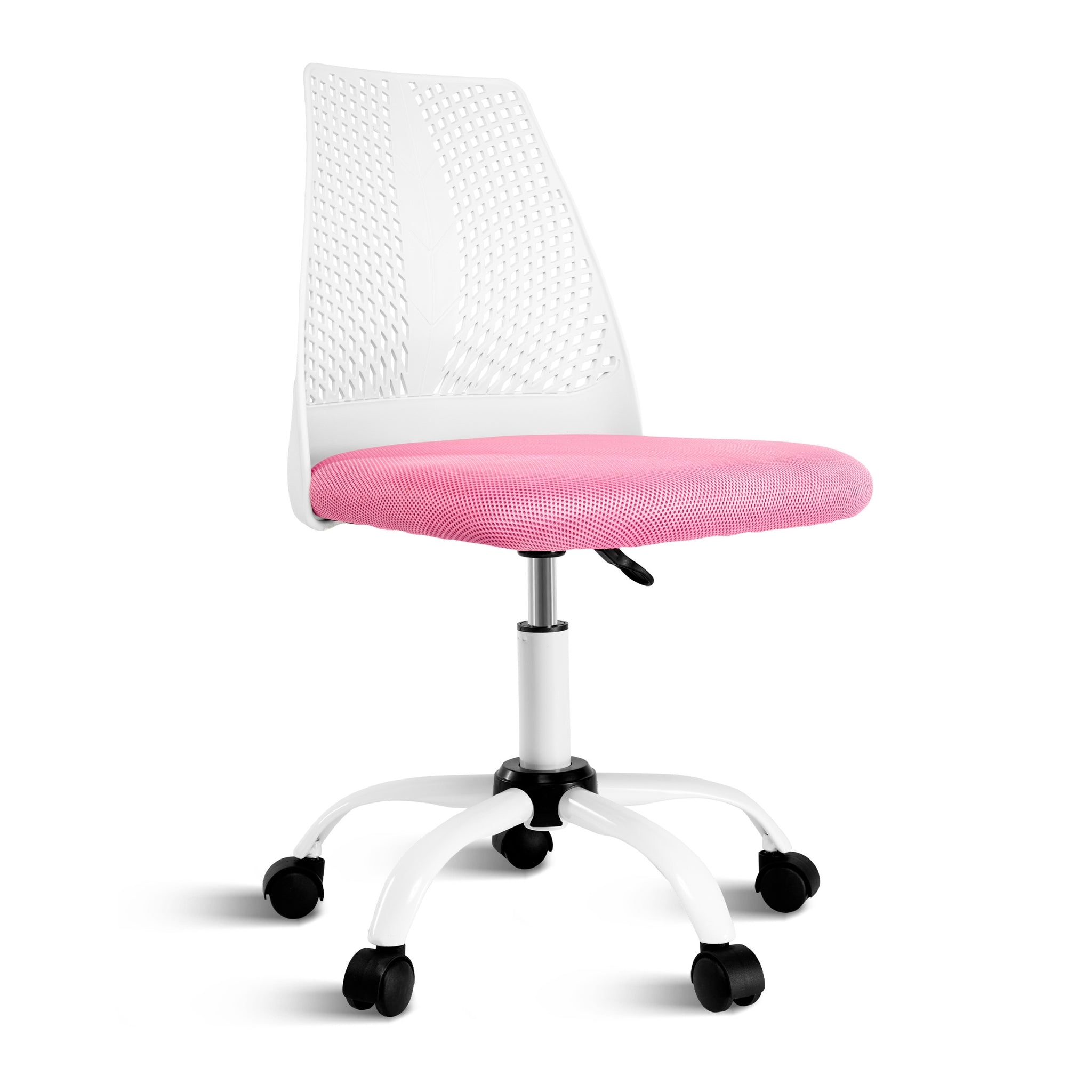 Ergonomic Office And Home Chair With Supportive Cushioning, Pink & White White Pink Nylon Mesh Plastic