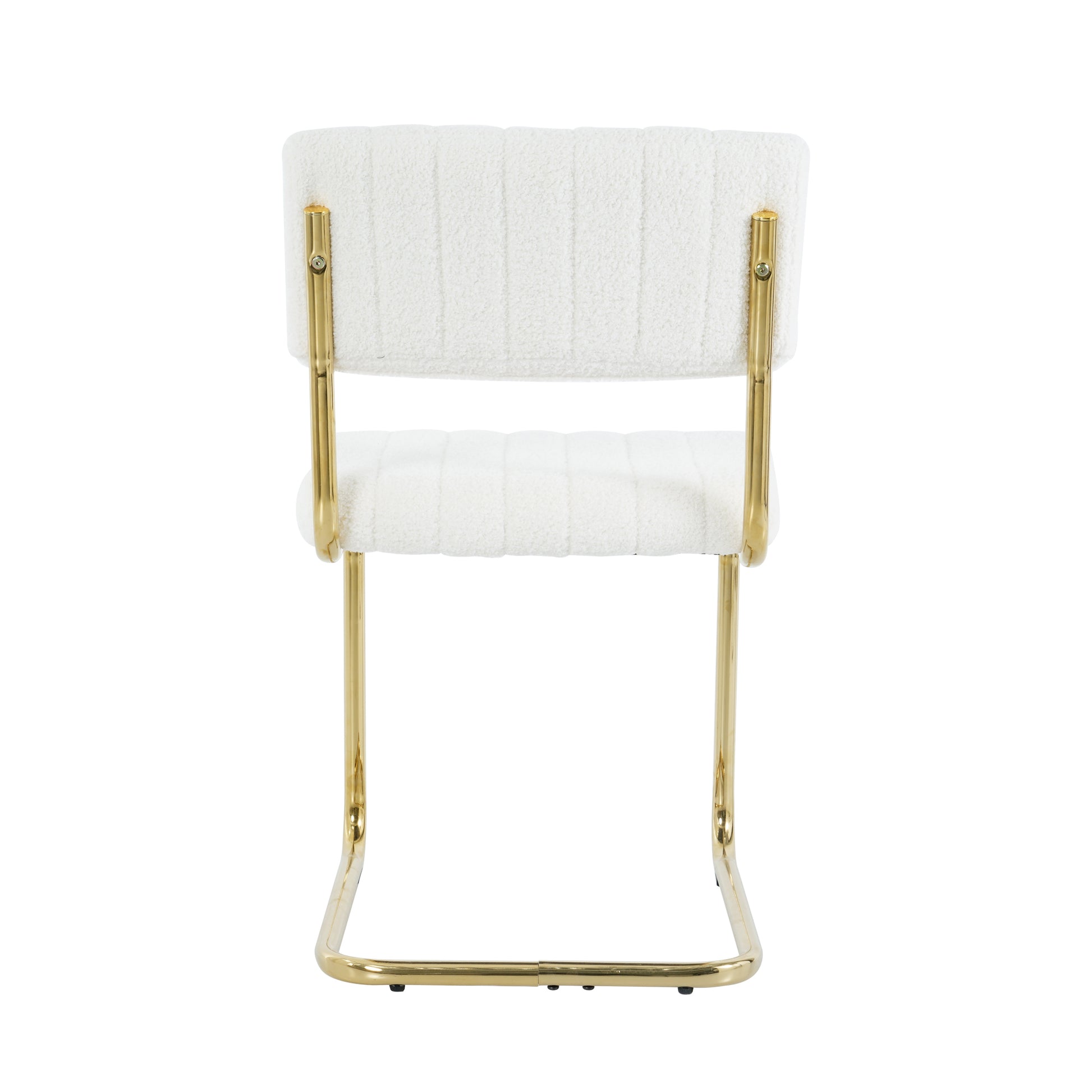Modern Simple Light Luxury Dining White Chair Home Bedroom Stool Back Dressing Chair Student Desk Chair Gold Metal Legs Set Of 4 Metal White Teddy