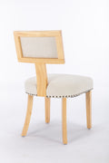 Heng Ming T Back Dining Chair, With Rivet Decoration Adjustment Mat, Suitable For Dining Room, Kitchen, Balcony, Bedroom,Set Of 2 Beige Fabric