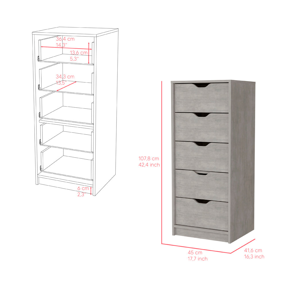 Kamran Dresser, Bedroom, Concrete Gray Grey Particle Board Engineered Wood
