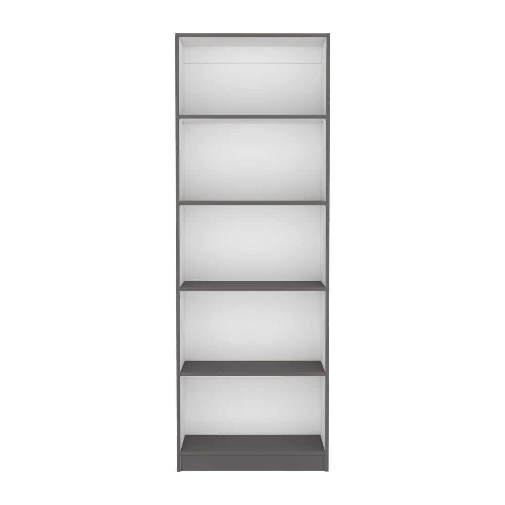 Bookcase 4 Shelves Benzoni, Office, Matt Gray White Multicolor Particle Board Engineered Wood