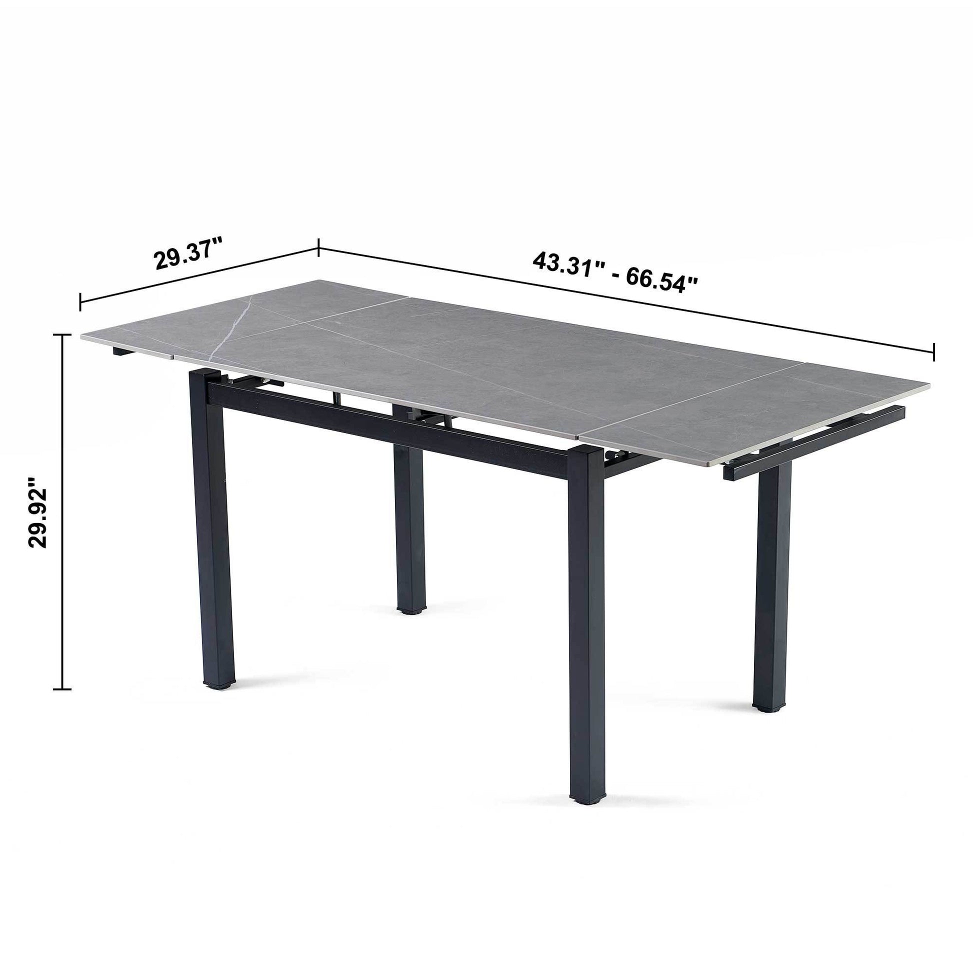 5 Pieces Functional Retractable Ceramic Table Dining Table Dining Set Including Yellow Velvet High Back Black Color Legs For Living Room,Dining Room,Kitchen Metal Gray Yellow Seats 4 Metal Dining Room Modern 4 Leg Square Dining Table With Chair Ceramic
